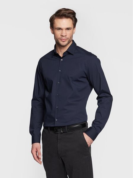 Calvin Klein Koszula K10K108229 Granatowy Slim Fit. Niebieskie koszule męskie CALVIN KLEIN, m, bez wzorów, z bawełny, bez kołnierzyka, bez ramiączek. Za 219.99 zł.