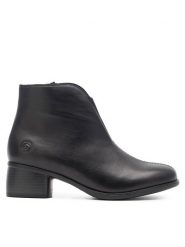 Remonte Botki R8870-00 Czarny. Czarne botki damskie Remonte, ze skóry, bez obcasa, na słupku, bez zapięcia. Za 419.99 zł.