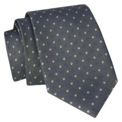 Krawat Angelo di Monti - Grafit w Grochy. Szare krawaty i muchy męskie Angelo di Monti, bez wzorów, z tkaniny, eleganckie. Za 45.00 zł.