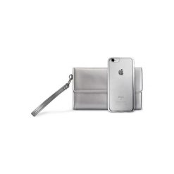 Etui PURO Metal Duo zestaw torebka + etui Satin do Apple iPhone 7 Srebrny. Szare torebki wieczorowe PURO, bez wzorów, z satyny, eleganckie, bez kołnierzyka, bez ramiączek. Za 37.00 zł.