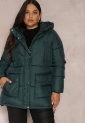 Ciemnozielona Kurtka Pikowana Sabrino. Zielone kurtki damskie Renee, plus size, bez wzorów. Za 199.99 zł.