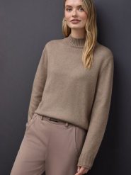 Street One Sweter damski z dzianiny Kobiety brązowy marmurkowy, 38. Brązowe swetry klasyczne damskie Street One, z dzianiny, bez kołnierzyka. Za 299.95 zł.