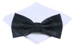 Mucha Męska z Poszetką - Chattier - Antracytowa, Wzór Orientalny. Szare krawaty i muchy męskie Chattier, bez wzorów, eleganckie. Za 59.00 zł.