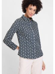 Olsen Bluzka w kolorze granatowym rozmiar: 36. Niebieskie bluzki damskie Olsen, bez wzorów, z bawełny, bez kołnierzyka, bez ramiączek. Za 104.64 zł.