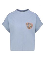 Eight2Nine Koszulka w kolorze błękitnym rozmiar: XL. Niebieskie bluzki damskie Eight2Nine, xl, bez wzorów, z bawełny, bez kołnierzyka, bez ramiączek. Za 43.99 zł.