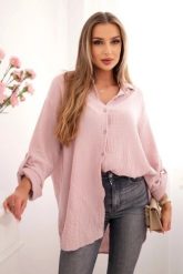 Koszula bawełniana muślinowa Plus Size ciemny pudrowy róż. Czerwone koszule damskie KESI, l, bez wzorów, z bawełny, eleganckie, bez kołnierzyka, plus size, bez ramiączek. Za 188.21 zł.