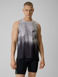 4F Koszulka do biegania regular szybkoschnąca męska - czarna L. Czarne t-shirty sportowe męskie 4f, l, z materiału, bez ramiączek, do biegania. Za 119.99 zł.