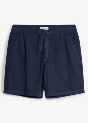 Szorty z gumką w talii, regular fit. Niebieskie szorty męskie bonprix, z bawełny, bez kołnierzyka. Za 54.99 zł.