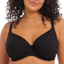 Damski biustonosz plunge na fiszbinach Elomi Bazaruto. Czarne biustonosze ELOMI, bez wzorów. Za 305.50 zł.