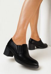 Czarne Wsuwane Półbuty na Słupku Milua. Czarne półbuty damskie Born2be, bez wzorów, eleganckie, bez obcasa, na słupku. Za 119.99 zł.