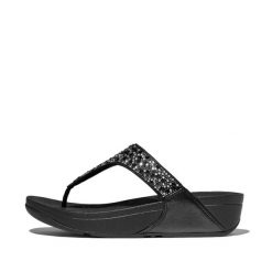 Sandały damskie FitFlop Lulu Crystal-Mix Toe-Post. Czarne sandały damskie FIT FLOP, bez wzorów, z materiału, bez obcasa. Za 463.00 zł.