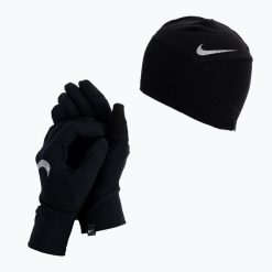 Zestaw czapka + rękawiczki damskie Nike Essential Running. Czarne czapki zimowe damskie Nike. Za 252.50 zł.