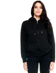 Damski pleciony sweter z kapturem Leone Greyss. Czarne swetry klasyczne damskie LEONE 1947 APPAREL, l, z dzianiny, bez kołnierzyka. Za 168.36 zł.