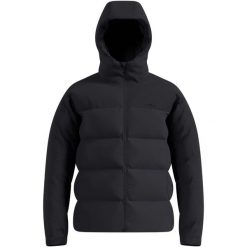 Kurtka puchowa Odlo Jacket insulated DOWN HOODED. Czarne kurtki męskie Odlo, na zimę, l, bez wzorów, z materiału, sportowe, z kapturem. Za 1,499.99 zł.
