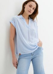 Bluzka, krótki rękaw. Czerwone bluzki damskie bonprix, bez wzorów, bez kołnierzyka, bez ramiączek. Za 74.99 zł.