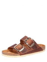 Birkenstock Skórzane klapki "Arizona" w kolorze brązowym rozmiar: 39. Brązowe klapki damskie Birkenstock, bez wzorów, bez obcasa. Za 435.45 zł.