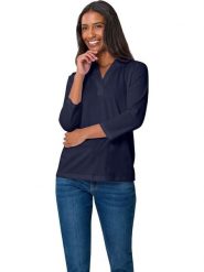 Heine Bluzka w kolorze granatowym rozmiar: 38. Niebieskie bluzki damskie Heine, bez wzorów, bez kołnierzyka, bez ramiączek. Za 69.75 zł.