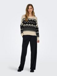 ONLY Sweter w kolorze beżowo-czarnym rozmiar: XS. Brązowe swetry klasyczne damskie Only, xs, ze splotem, bez kołnierzyka. Za 122.67 zł.