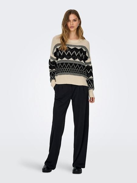 ONLY Sweter w kolorze beżowo-czarnym rozmiar: S. Brązowe swetry klasyczne damskie Only, s, ze splotem, bez kołnierzyka. Za 109.00 zł.