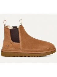 UGG Skórzane sztyblety "Neumel" w kolorze jasnobrązowym rozmiar: 41. Brązowe sztyblety męskie Ugg, ze skóry, bez zapięcia. Za 554.23 zł.