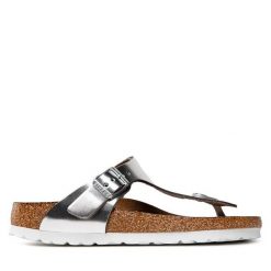 Japonki Birkenstock. Szare klapki damskie Birkenstock, bez wzorów, bez obcasa. Za 319.99 zł.