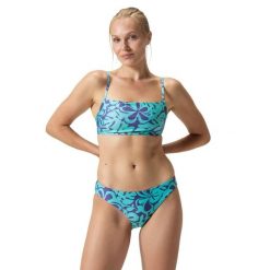 Strój pływacki dwuczęściowy damski Speedo Printed Adjustable Thinstrap. Niebieskie bikini damskie Speedo, bez wzorów. Za 336.91 zł.