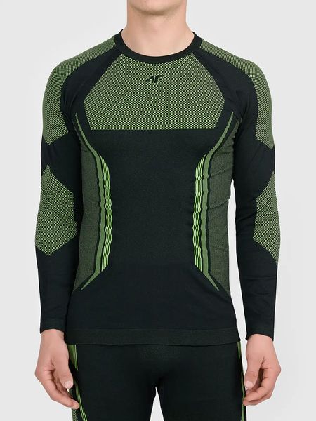 4F Koszulka termiczna w kolorze zielono-czarnym rozmiar: L/XL. Czarne bielizna termoaktywna męska 4f, l, bez wzorów, z materiału. Za 124.95 zł.