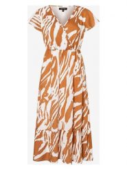 More & More Sukienka w kolorze karmelowo-białym rozmiar: 40. Brązowe sukienki damskie MORE & MORE, bez wzorów, z bawełny, bez kołnierzyka, bez ramiączek, midi. Za 121.80 zł.