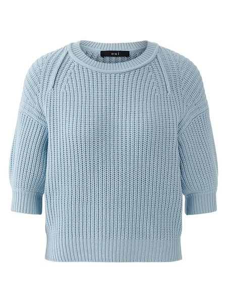 Oui Sweter w kolorze błękitnym rozmiar: 36. Niebieskie swetry klasyczne damskie Oui, z bawełny, bez kołnierzyka. Za 184.95 zł.