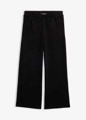 Dzianinowe spodnie culotte z czystej bawełny organicznej. Czarne spodnie materiałowe damskie bonprix, bez wzorów, z bawełny. Za 77.99 zł.