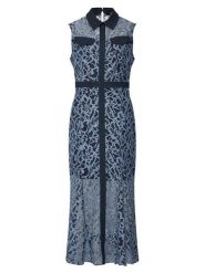 French Connection Sukienka koktajlowa 719A0 Granatowy Regular Fit. Niebieskie sukienki damskie French Connection, bez wzorów, z syntetyku, wizytowe, bez kołnierzyka, bez ramiączek. Za 800.99 zł.