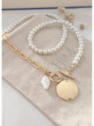 Atelier MIU Pozłacany naszyjnik z elementem ozdobnym - dł. 46 cm rozmiar: onesize. Żółte naszyjniki damskie atelier MIU, pozłacane. Za 91.34 zł.