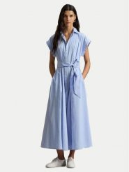 Polo Ralph Lauren Sukienka koszulowa 211A96363001 Błękitny Regular Fit. Niebieskie sukienki damskie Polo Ralph Lauren, bez wzorów, z bawełny, bez kołnierzyka, bez ramiączek, koszulowe. Za 1,449.00 zł.