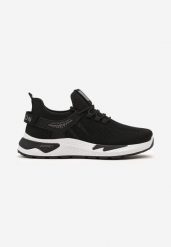 Czarno-Szare Buty Sportowe z Elastyczną Cholewką i Sznurowaniem oraz Tłoczoną Podeszwą Mitina. Czarne buty sportowe na co dzień męskie Born2be, bez zapięcia. Za 89.99 zł.