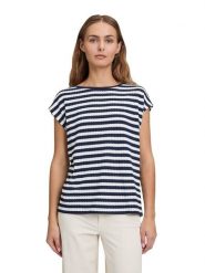 BETTY & CO Koszulka w kolorze granatowo-białym rozmiar: XL. Białe bluzki damskie Betty & Co., xl, bez wzorów, bez kołnierzyka, bez ramiączek. Za 109.95 zł.