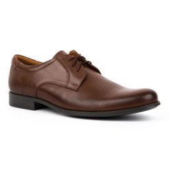 Kampol Buty męskie eleganckie skórzane 344KAM brązowe. Brązowe buty wizytowe męskie z jeansu, bez zapięcia. Za 362.62 zł.