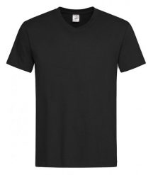 Czarny Bawełniany T-Shirt w Serek, Męski Bez Nadruku -STEDMAN- Koszulka, Krótki Rękaw, Basic, V-neck. Czarne t-shirty męskie Stedman, m, bez wzorów, z bawełny, bez kołnierzyka. Za 49.00 zł.