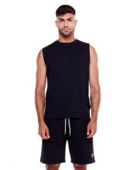 Sportowa koszulka męska bez rękawów Fluo. Czarne t-shirty sportowe męskie LEONE 1947 APPAREL, l, z bawełny, bez ramiączek, na fitness i siłownię. Za 42.06 zł.