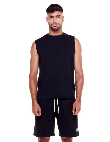 Sportowa koszulka męska bez rękawów Fluo. Czarne t-shirty sportowe męskie LEONE 1947 APPAREL, l, z bawełny, bez ramiączek, na fitness i siłownię. Za 42.06 zł.