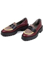 Anna Morellini Skórzane mokasyny "Marbara" w kolorze bordowo-beżowo-czarnym rozmiar: 38. Brązowe mokasyny damskie Anna Morellini. Za 382.45 zł.