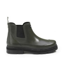 Botki przeciwdeszczowe SOFT RAIN M zielone. Zielone buty zimowe męskie AIGLE, z gumy, z okrągłym noskiem, bez zapięcia. Za 570.55 zł.