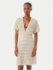 Selmark Sukienka plażowa BC245 Beżowy jasny Slim Fit. Brązowe sukienki damskie SELMARK, na plażę, l, bez wzorów, z wiskozy, bez kołnierzyka, bez ramiączek. Za 289.99 zł.