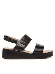 Caprice Sandały 9-28307-44 Czarny. Czarne sandały damskie Caprice, bez wzorów, bez obcasa, na koturnie. Za 339.99 zł.