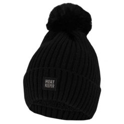 Czapka termiczna damska + pompon Jeden rozmiar - 2 sztuki. Czarne czapki zimowe damskie HEAT KEEPER, z elastanu. W wyprzedaży za 140.45 zł.