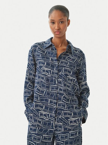 Tommy Hilfiger Koszula WW0WW44679 Granatowy Regular Fit. Niebieskie koszule damskie Tommy Hilfiger, bez wzorów, ze lnu, bez kołnierzyka, bez ramiączek. Za 489.99 zł.