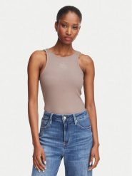 Guess Top W6RP39 KD092 Beżowy ciemny Regular Fit. Brązowe topy damskie Guess, s, z aplikacjami, z syntetyku, bez ramiączek. Za 174.99 zł.