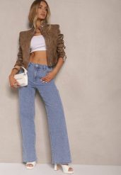 Niebieskie Szerokie Jeansy z Bawełny High Waist Nimirina. Niebieskie jeansy damskie Renee, z podwyższonym stanem. Za 119.99 zł.