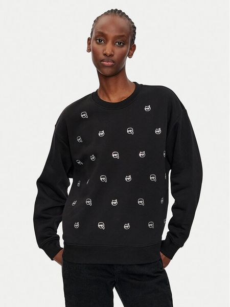 KARL LAGERFELD Bluza 246W1800 Czarny Regular Fit. Czarne bluzy bez kaptura damskie Karl Lagerfeld, xs, z bawełny. Za 529.99 zł.