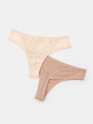Siateczkowe stringi 2 pack - wielobarwny. Stringi damskie Sinsay, l, bez wzorów. W wyprzedaży za 11.99 zł.