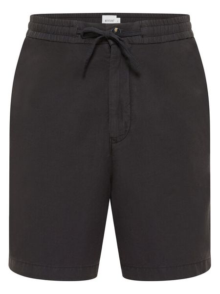 Mustang Szorty materiałowe Linen 1016459 Czarny Loose Fit. Czarne szorty męskie Mustang, z bawełny, bez kołnierzyka. Za 289.99 zł.